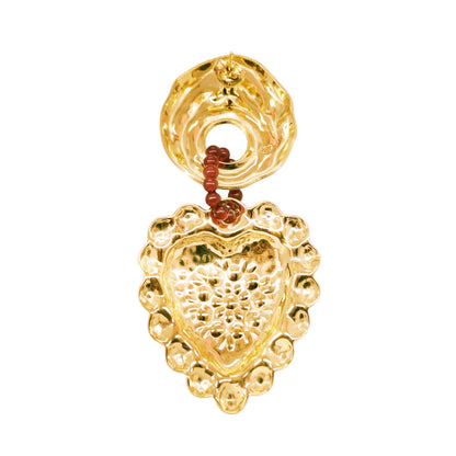ARETES LARGOS CORAZÓN DORADO