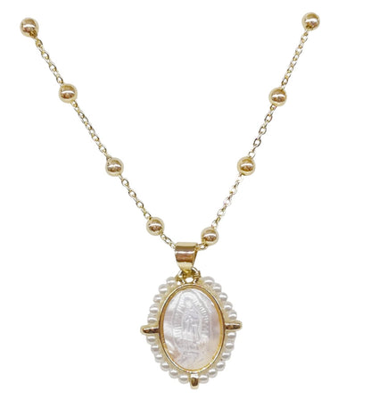 COLLAR MEDALLA PERLA  (VIRGEN CON PERLITAS)