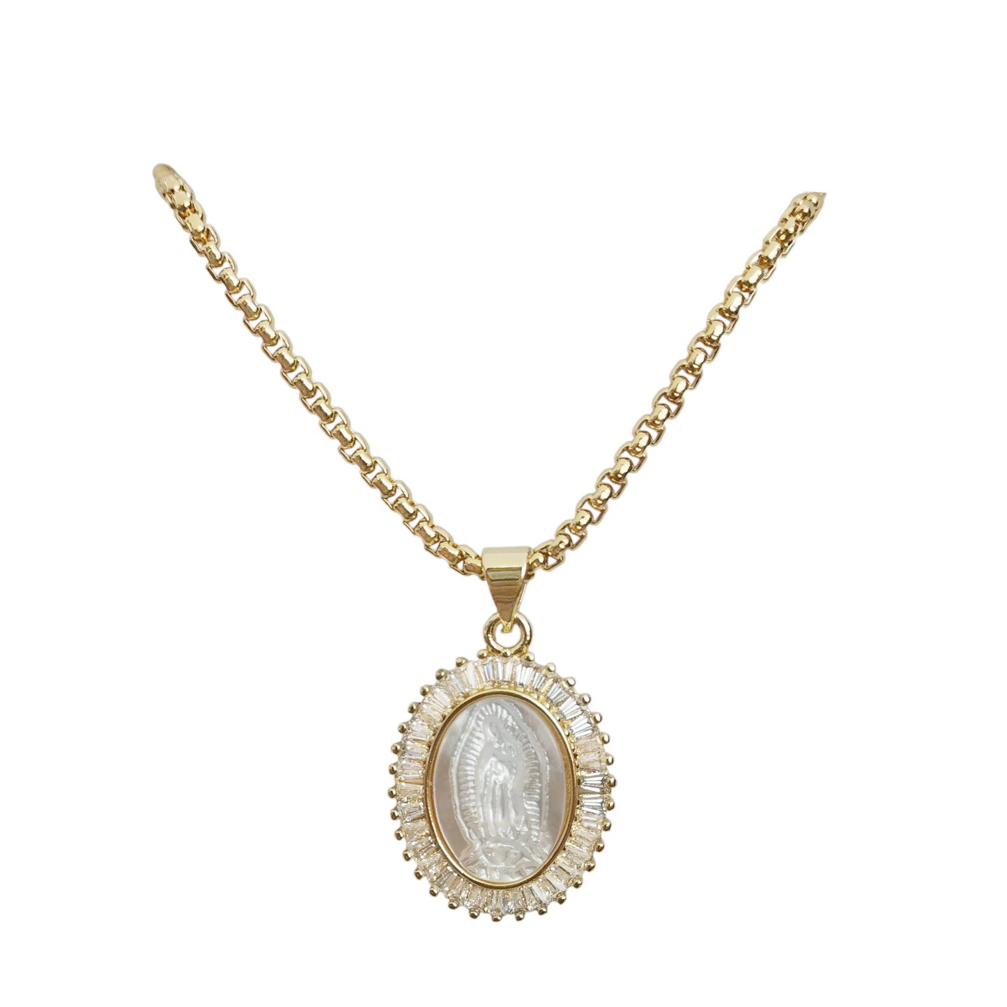 COLLAR MEDALLA PERLA (CADENA REC,ZIRCONIA C)