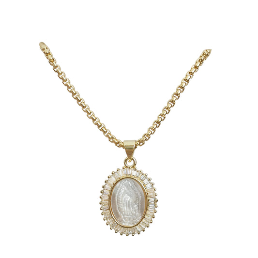 COLLAR MEDALLA PERLA (CADENA REC,ZIRCONIA C)
