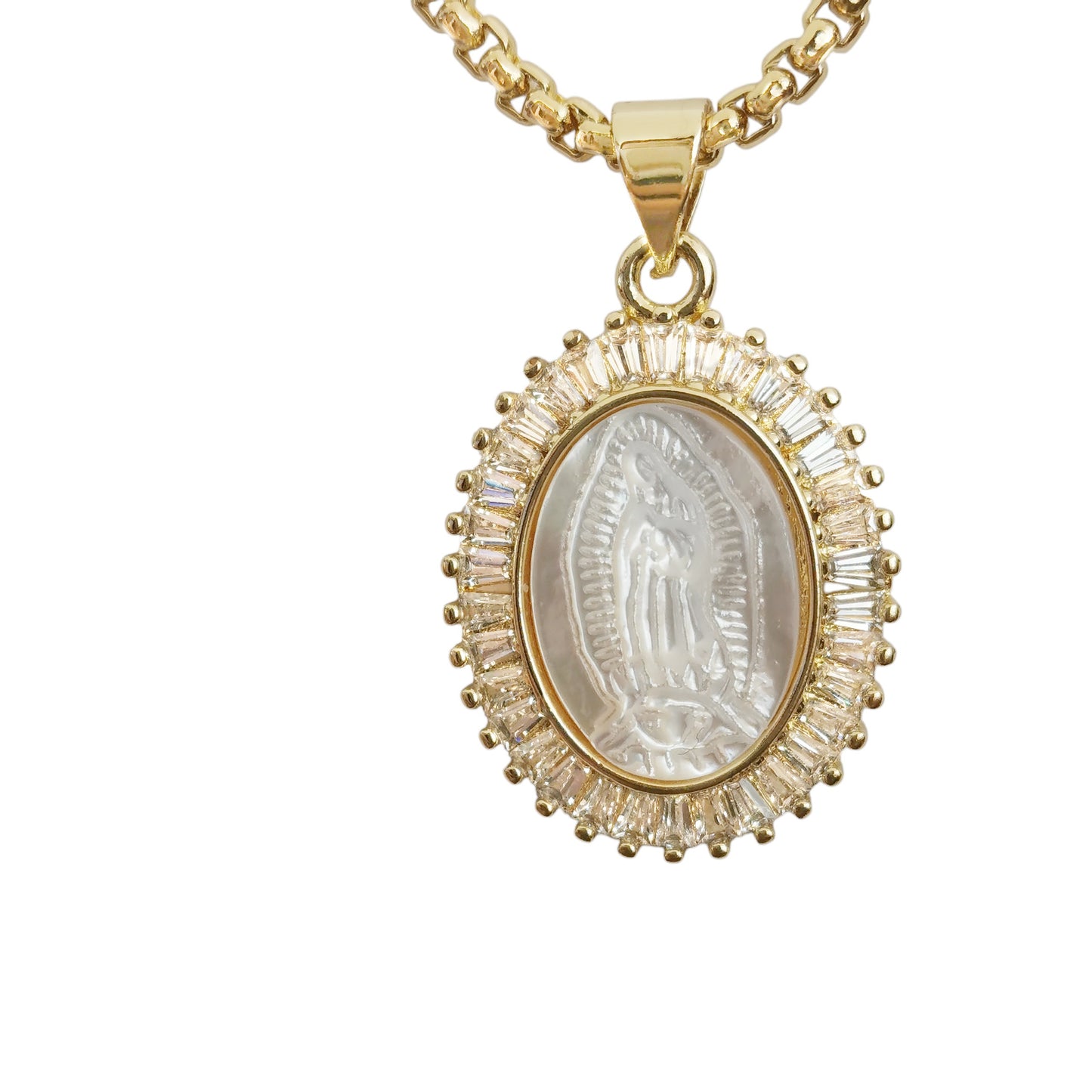 COLLAR MEDALLA PERLA (CADENA REC,ZIRCONIA C)