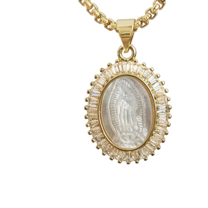 COLLAR MEDALLA PERLA (CADENA REC,ZIRCONIA C)