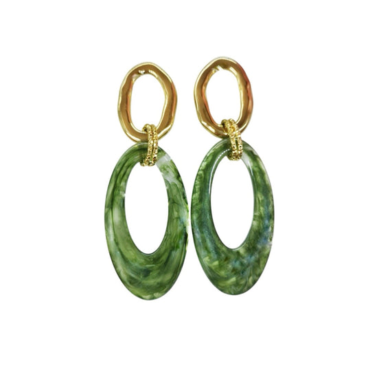 ARETES LARGOS OVALO VERDE