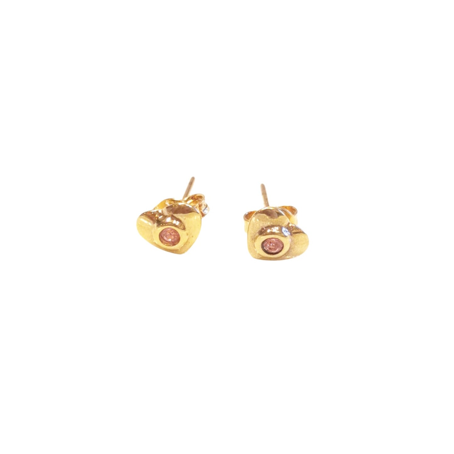 PAR BROQUELES CORAZON CON ZIRCONIA